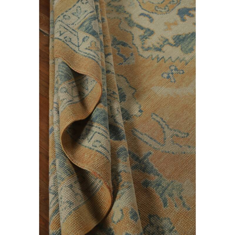 Hand Knotted Oriental 100% Wool Carpet Transitional All-Over Oranges & Rust Oushak Area Rug - 14' 0'' X 10' 5''