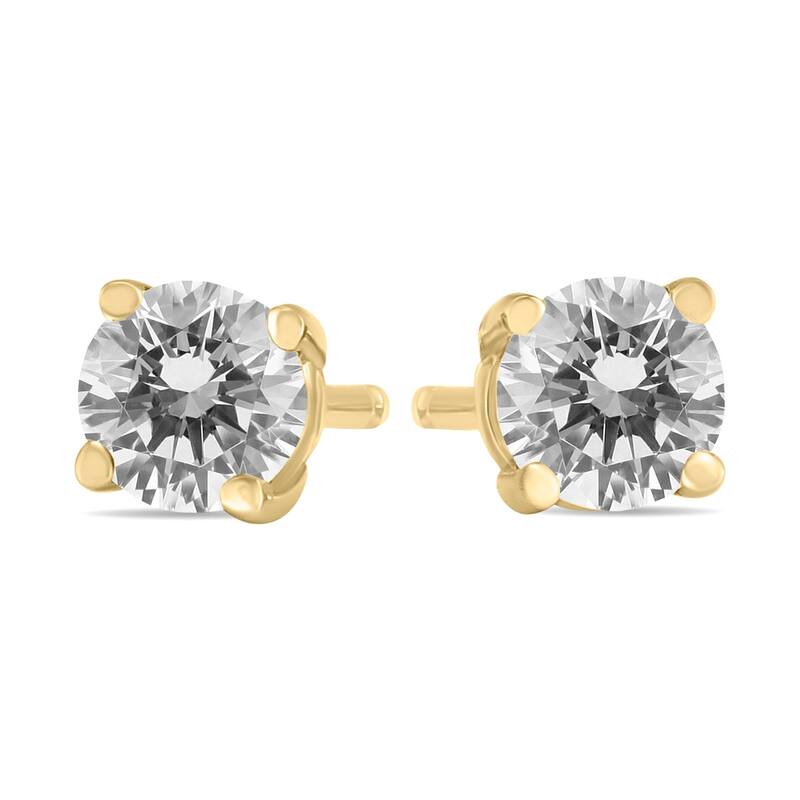 Marquee 1/2 Carat TW Round Diamond Solitaire Stud Earrings In 14k Yellow Gold