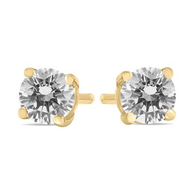 Marquee 1/2 Carat TW Round Diamond Solitaire Stud Earrings In 14k Yellow Gold