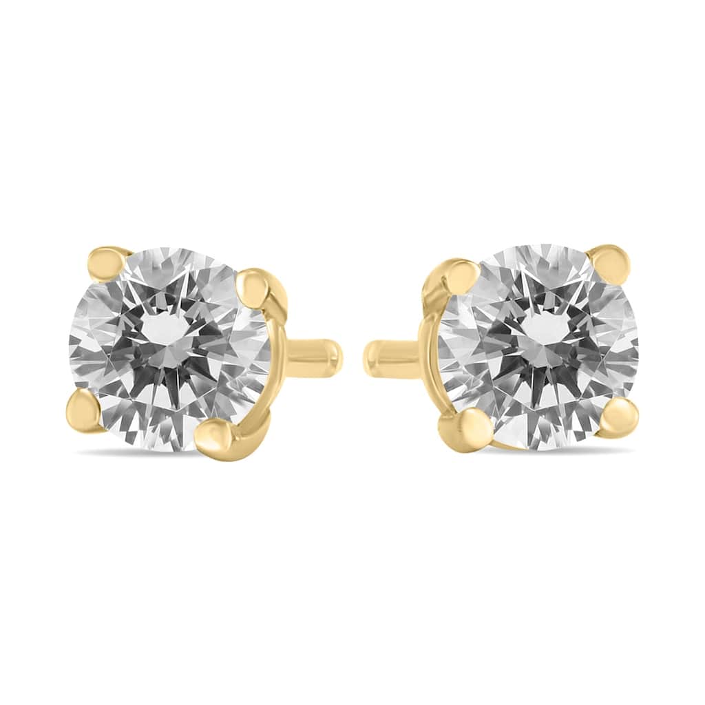 Marquee 1/2 Carat TW Round Diamond Solitaire Stud Earrings In 14k Yellow Gold