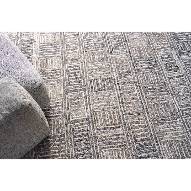 Exquisite Rugs Naturals Handmade Hand-tufted New Zealand Wool on Canvas Charcoal Area Rug