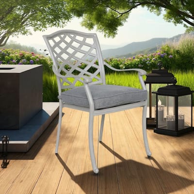 Wynn Outdoor Dining Armchair Set of 2, Aluminum, Heritage Gray Finish