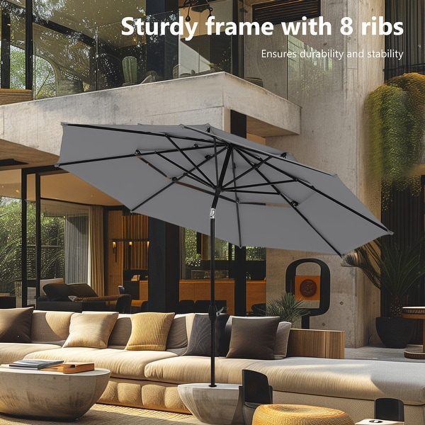 MAISON ARTS 10ft 3 Tiers Vented Patio Outdoor Umbrella with