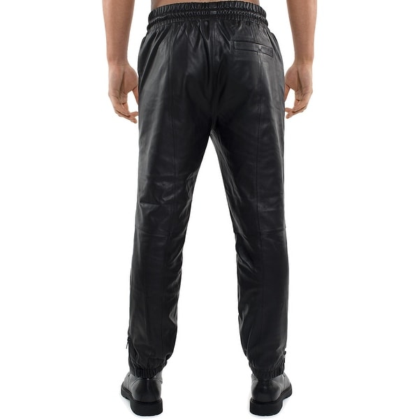 leather track pants mens