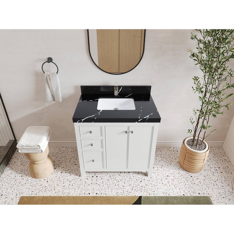 Willow Collections 36 in. W x 22 in. D Chicago Center Sink Right Bathroom Vanity with Countertop
