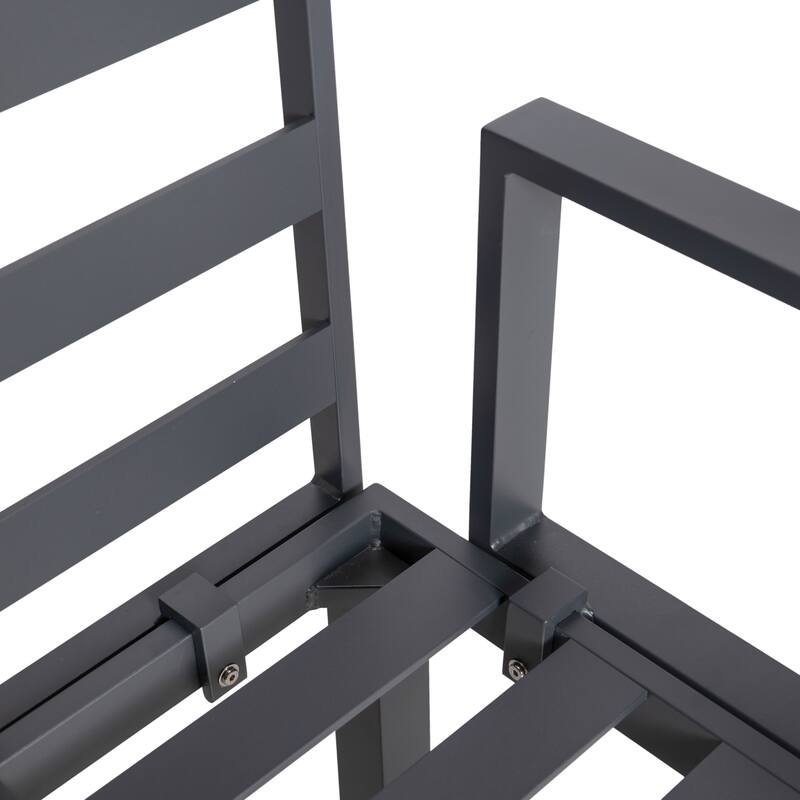 Chelsea 7-Piece Outdoor Patio Sectional Set with Firepit Table in Black Aluminum for Backyard Garden and Patio Deck