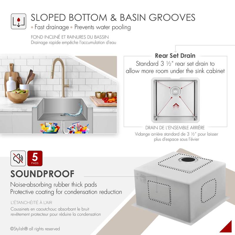 Undermount 19" Single-Bowl Stainless Steel Kitchen Sink S-308XG - 19" x 18" x 10"