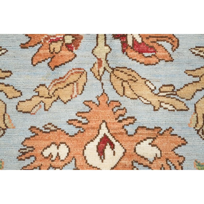 Hand Knotted Oriental 100% Wool Carpet Transitional Floral Navy Blue & Blues Oushak Area Rug - 9' 8'' X 8' 2''