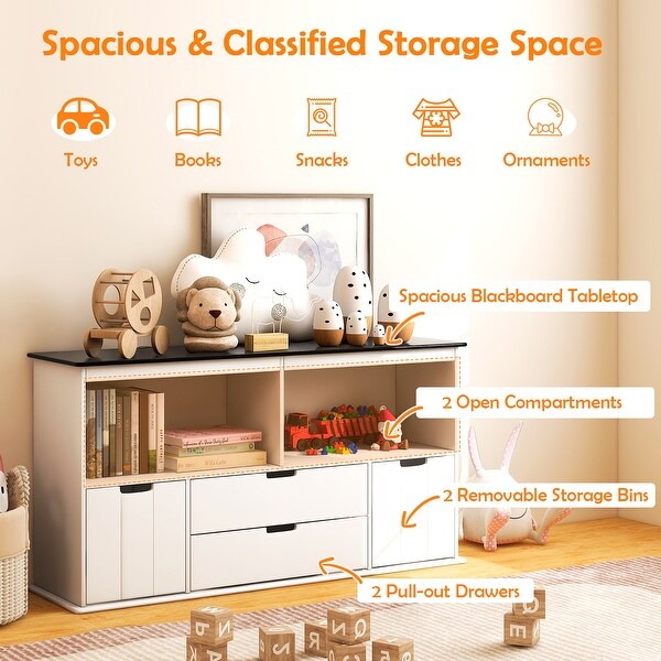 Costway Kids Toy Storage Organizer Wooden Bookshelf TV Stand with See Details On Sale Bed Bath Beyond 37716062