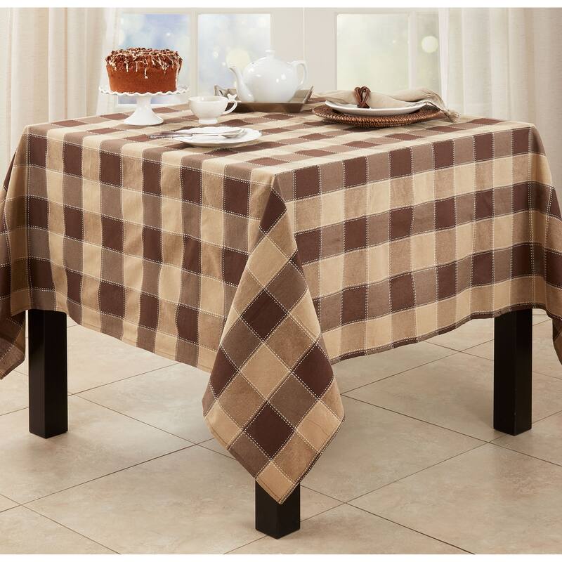 Stitched Design Plaid Tablecloth
