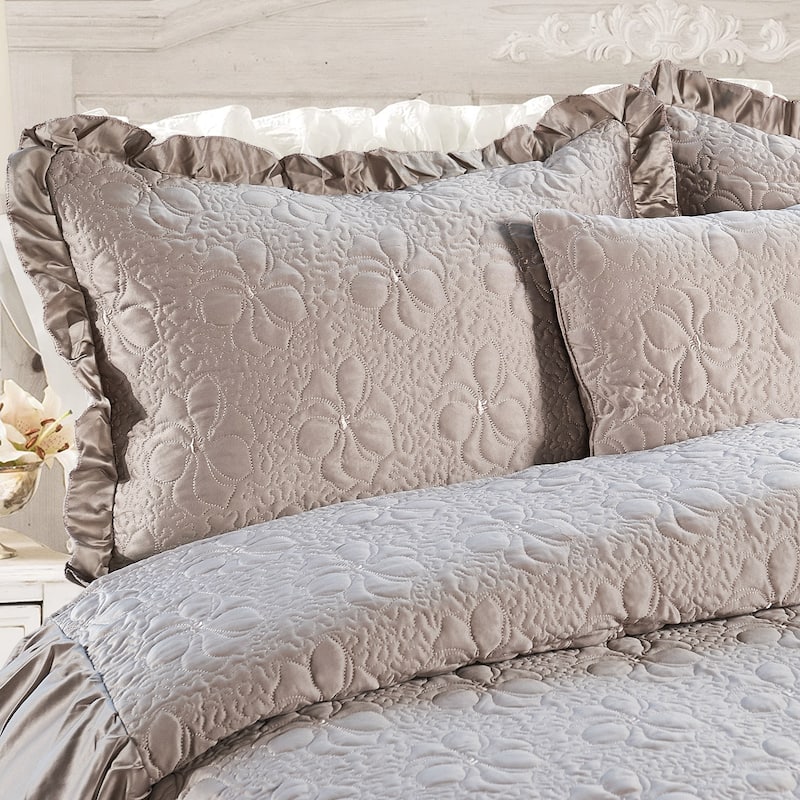 Serent Matte Satin Ruffle Bedspread Set