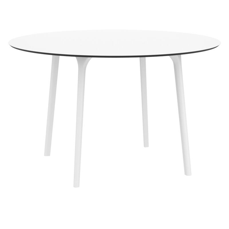 47.5" White Patio Outdoor Round Dining Table