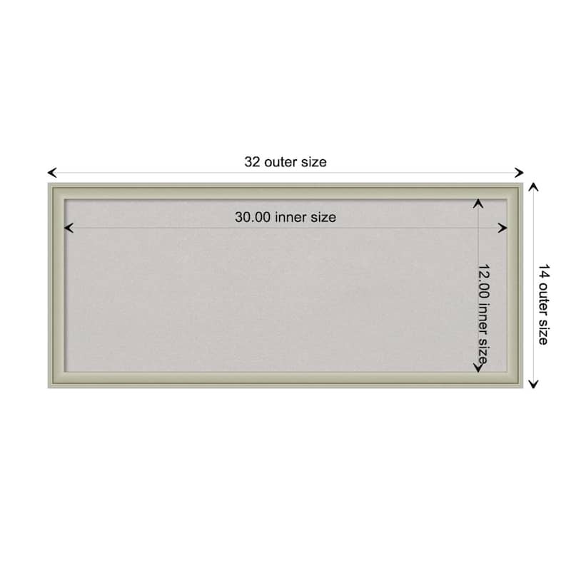Florence Framed Grey Corkboard Bulletin Board - Florence Silver - Board Size 30x12