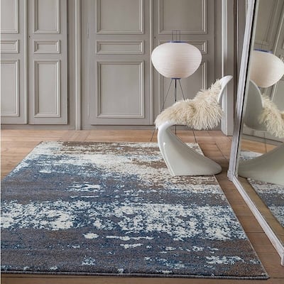 Milan Blue/Tribeige Polypropylene Area Rug