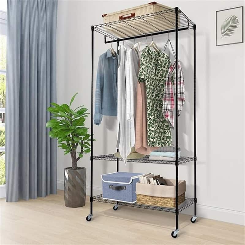 3 Tiers Garment Rack with Storage Shelves - 17.3"D x 35.4"W x 70.9"H