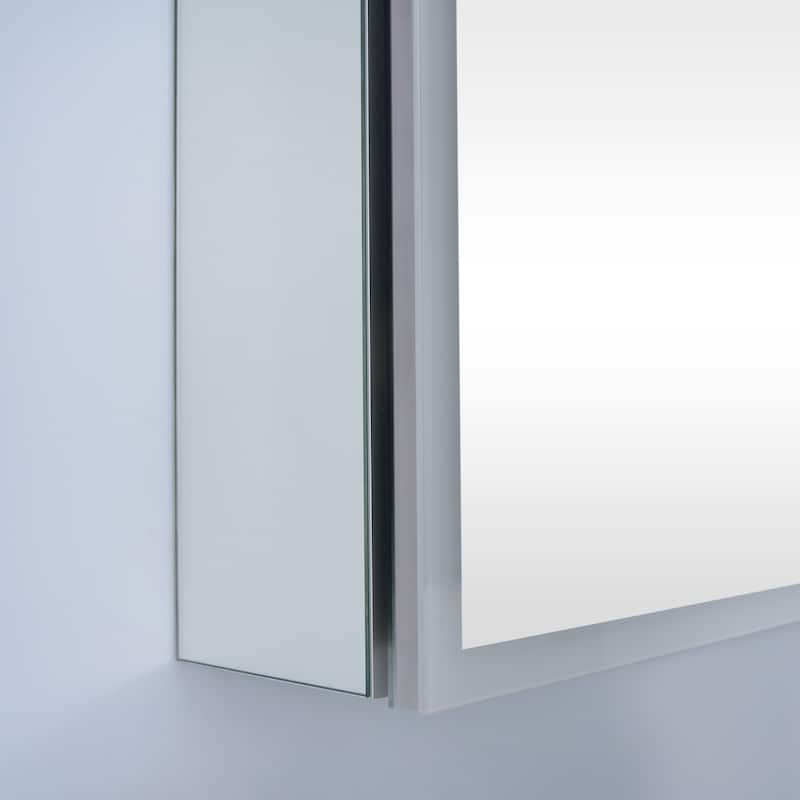 30'' H Recessed or Surface Frameless LED Mirror Cabinet With Defogger, Dimmer, Outlets & USB Ports 
