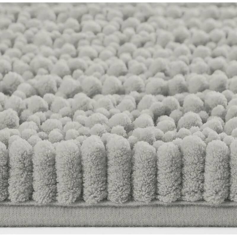 Large 2 Piece Set Warm Grey Soft Cozy Plush Chenille Bath Mat Bathroom Rug