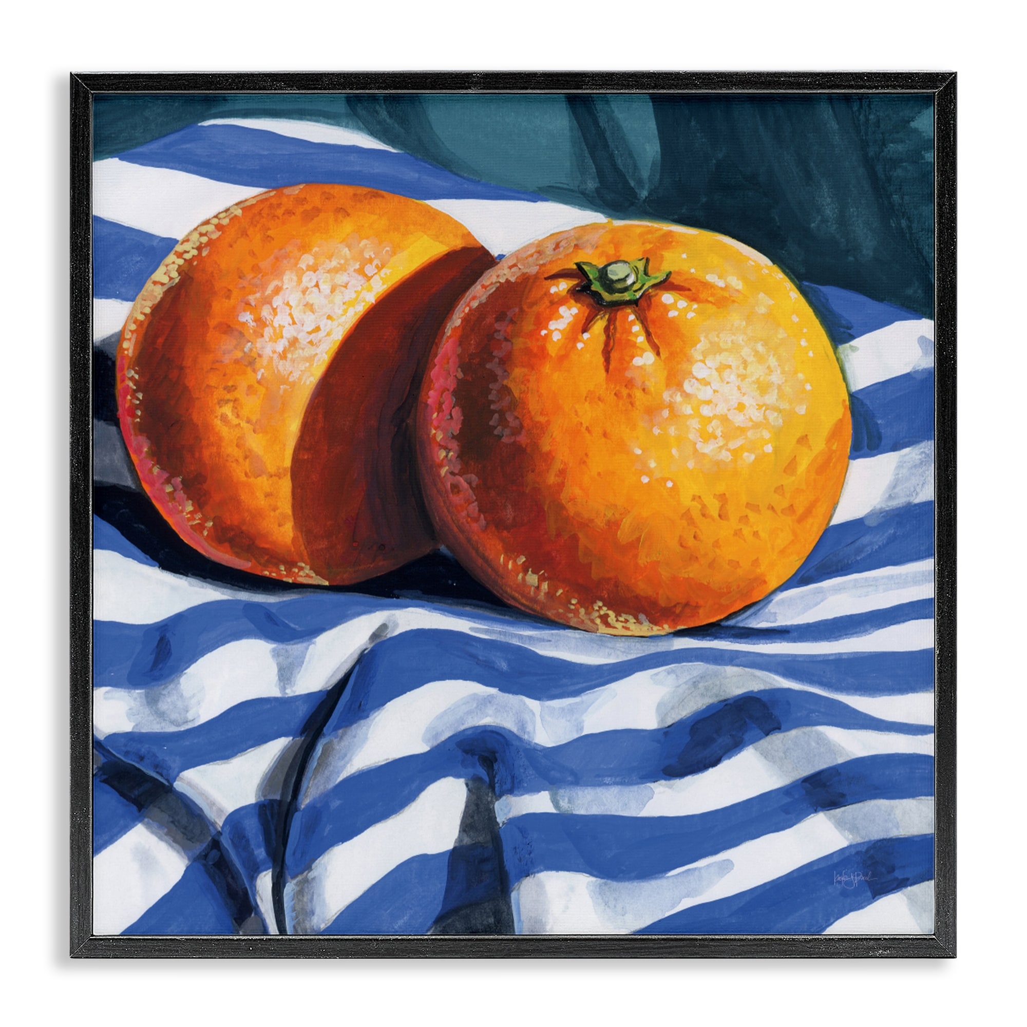 Stupell Oranges On Striped Cloth Framed Giclee Art Design By Kate Jarvik Birch