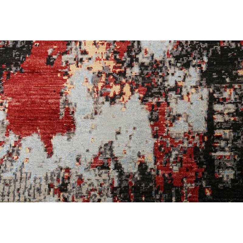 Vegetable Dye Wool/ Silk Modern Abstract Area Rug Hand-knotted Carpet - 6'6" x 9'8"