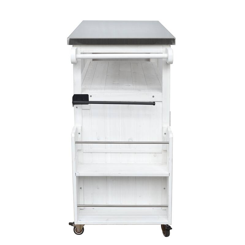 Portable Foldable Outdoor Kitchen Cart with Storage Cabinet and Lockable Wheels