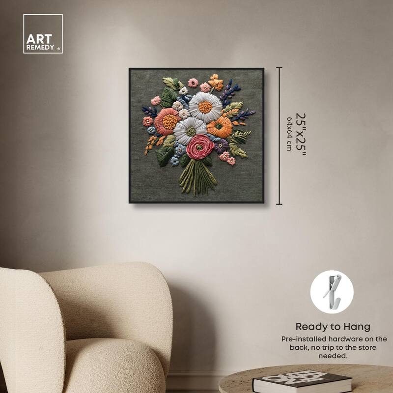 Stitched Bloom Bouquet II Canvas by Art Remedy