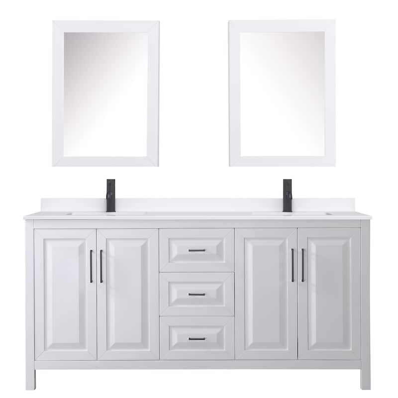 Daria 72-inch Double Vanity, Single Hole Quartz Top, Med Cabinets