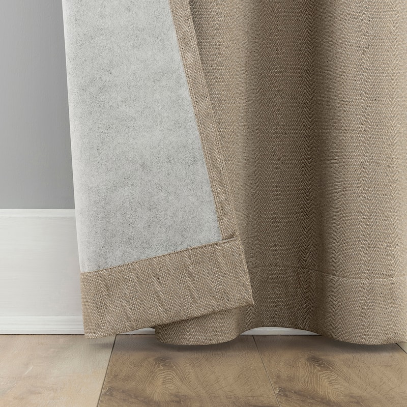 Sun Zero Prescott 2-Piece Herringbone Magnetic Closure Total Blackout Rod Pocket Curtain Panel Pair