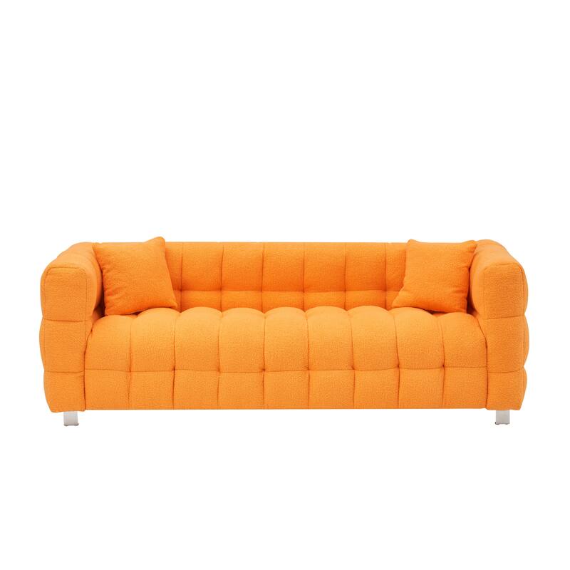 80-Inch Teddy Fleece Sofa with Metal Legs, Ideal for Living Room or Bedroom
