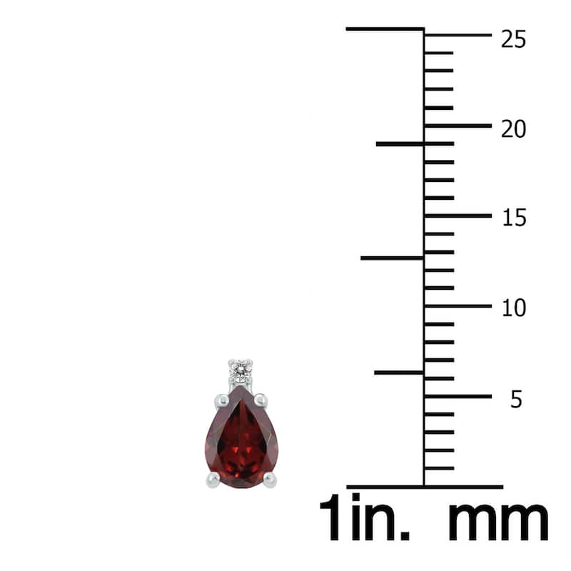 Marquee 14K White Gold 6x4MM Pear Garnet and Diamond Earrings