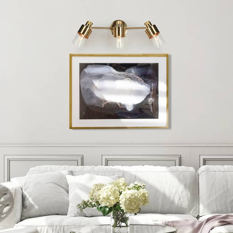 Modern 1/2/3-Light Dimmable Gold Bathroom Vanity Light Cylinder Glass Wall Sconces
