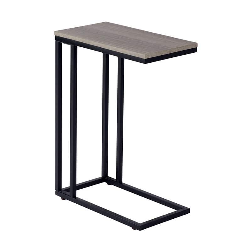 ROSEN GARDEN Faux Marble C-Shape Side End Table Metal Frame, White