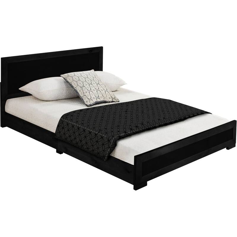 Wooden Platform Bed with Nightstands - Modern Black Bed Frame, Slat Support System