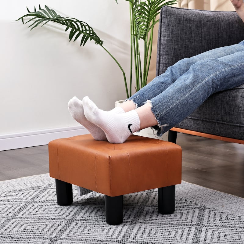 Adeco Button Tufted Foot Stool Rectangular Small Ottoman
