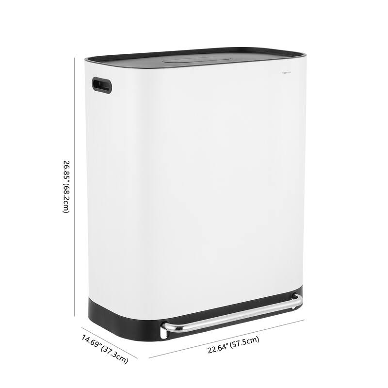 happimess Beni Kitchen Trash/Recycling 16-Gallon Double-Bucket Step-Open Trash Can, Chrome