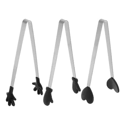 Mini Food Tongs 14cm Pattern Shape Stainless Steel with Silicon Tips - 5.5"