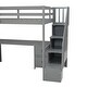 preview thumbnail 12 of 22, Wood Twin Loft Bed with Desk & Storage Drawers, Staircase & Guardrails
