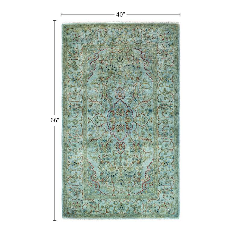 Contemporary Overdyed Wool Hand Knotted Area Rug - 3' 4" x 5' 6"