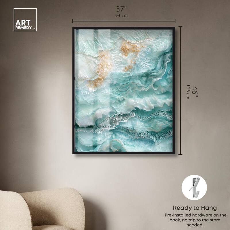 Teal Tiered Turbulence Shadowbox by Art Remedy