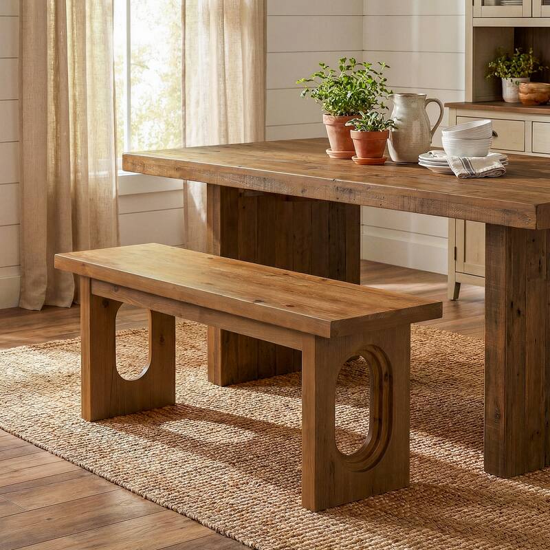 43.3 Inch Solid Wood Dining Bench - 43.31" L x 13.78" W x 17.72" H