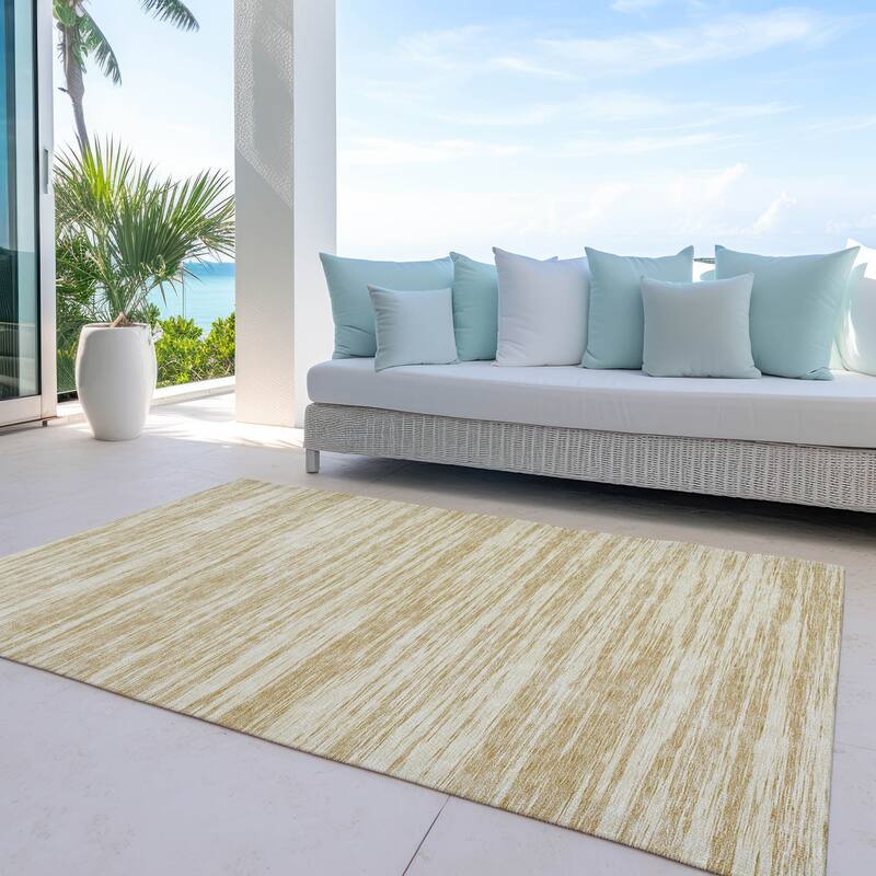 Machine Washable Indoor/ Outdoor Casual Ombre Chantille Rug - Gold - 10' x 14'