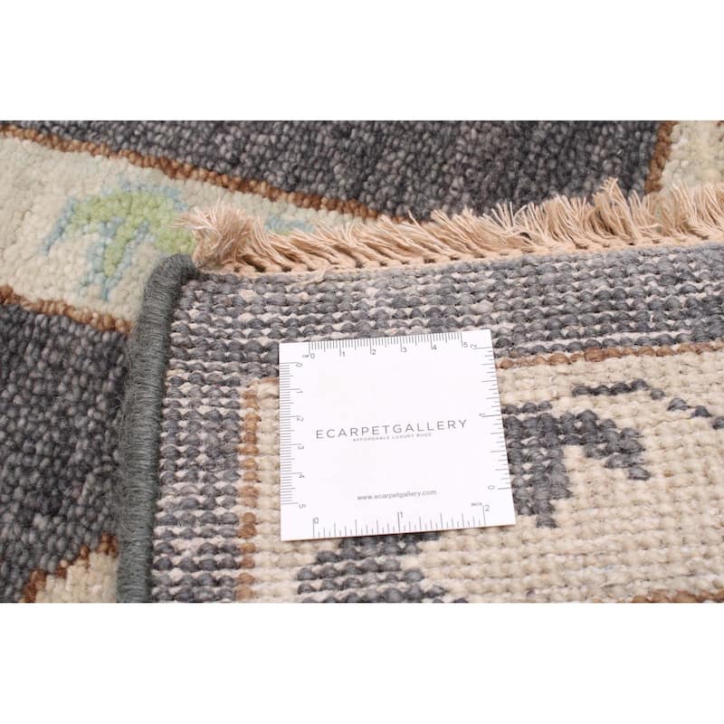 ECARPETGALLERY Hand-knotted Modern Oushak Dark Grey Wool Rug - 9'0 x 12'0