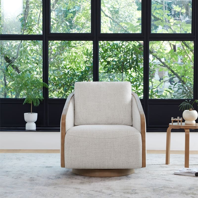 Skyler Modern Upholstered Living Room Swivel Bucket Accent Chair