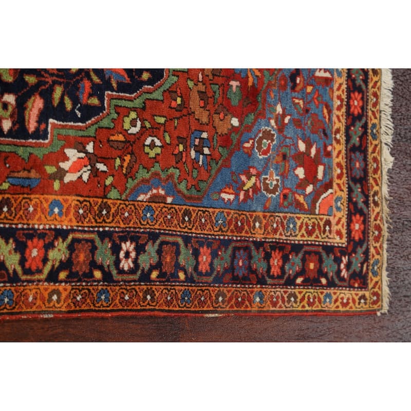 Antique Vegetable Dye Floral Sarouk Farahan Persian Area Rug Handmade - 3'5" x 4'10"