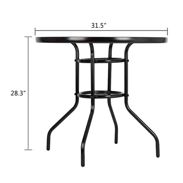 31"Outdoor Dining Table Toughened Yard Garden Glass Table