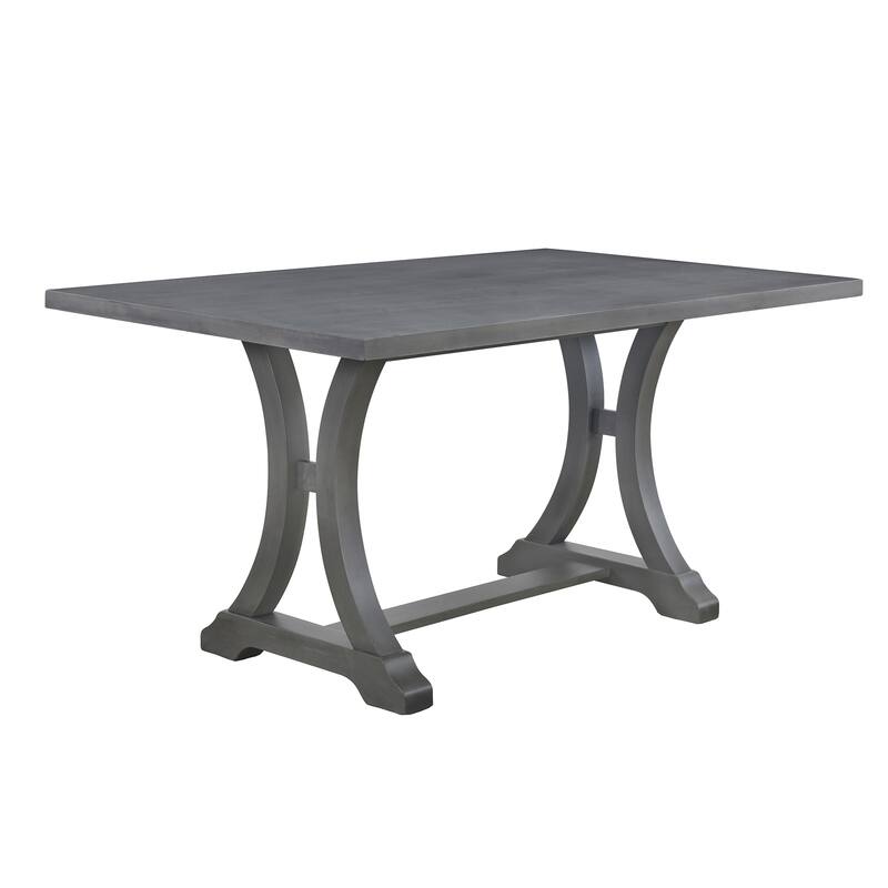 6-Piece Farmhouse Dining Set with Rectangular Trestle Table and 4 Upholstered Chairs and Bench