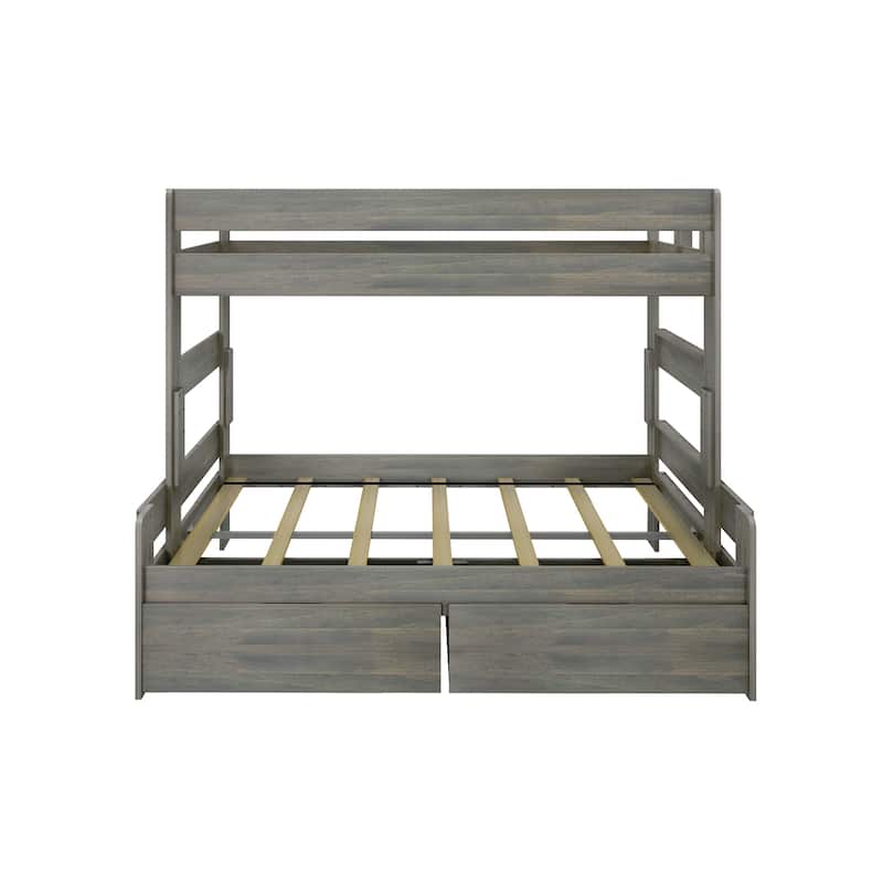 Max and Lily Farmhouse Twin over Full Bunk Bed with Storage Drawers