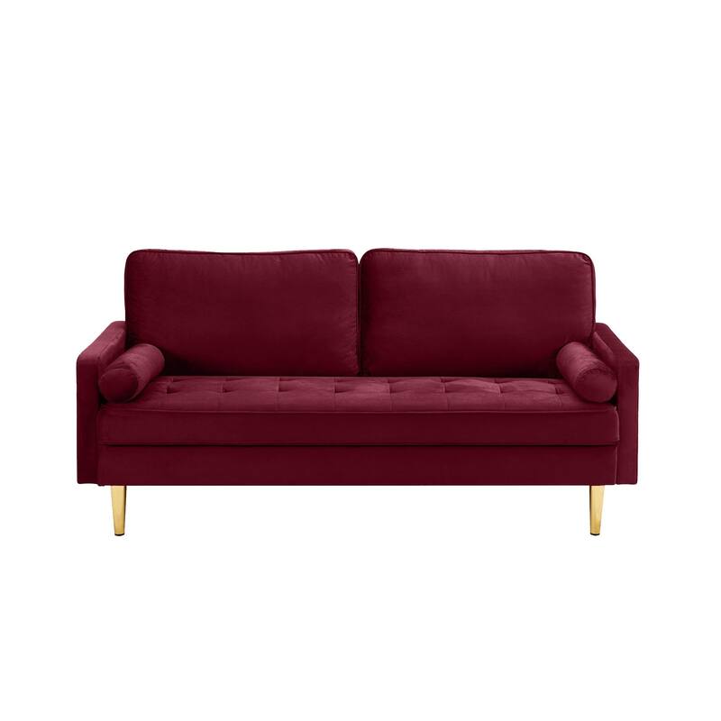 GDFStudio - Minimalist 65" Velvet Loveseat with Metal Legs