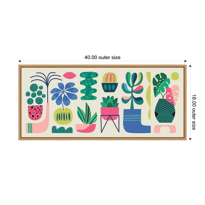 Kate and Laurel Sylvie Retro Bright Floral and Succulent Panel Framed Canvas by Rachel Lee