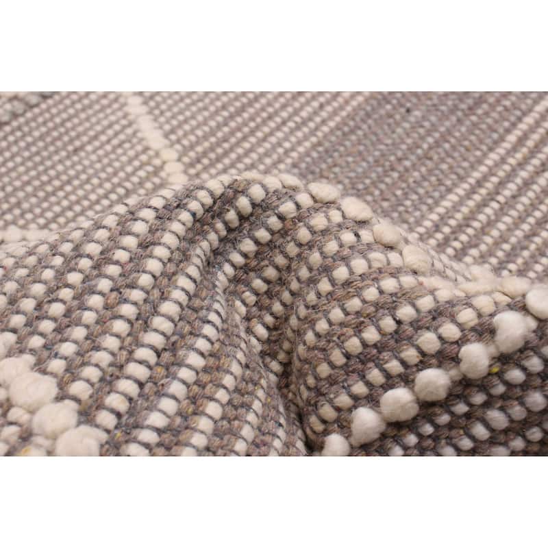 ECARPETGALLERY Braid weave Sienna Taupe Wool Rug - 6'0 x 9'4