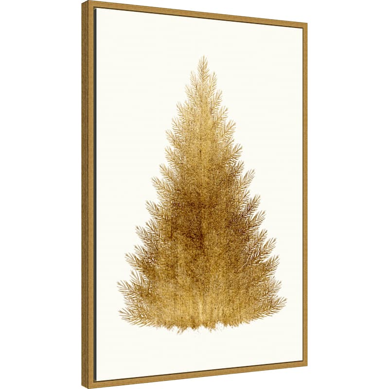 Tan Christmas Tree by Kubistika Framed Canvas Wall Art Print
